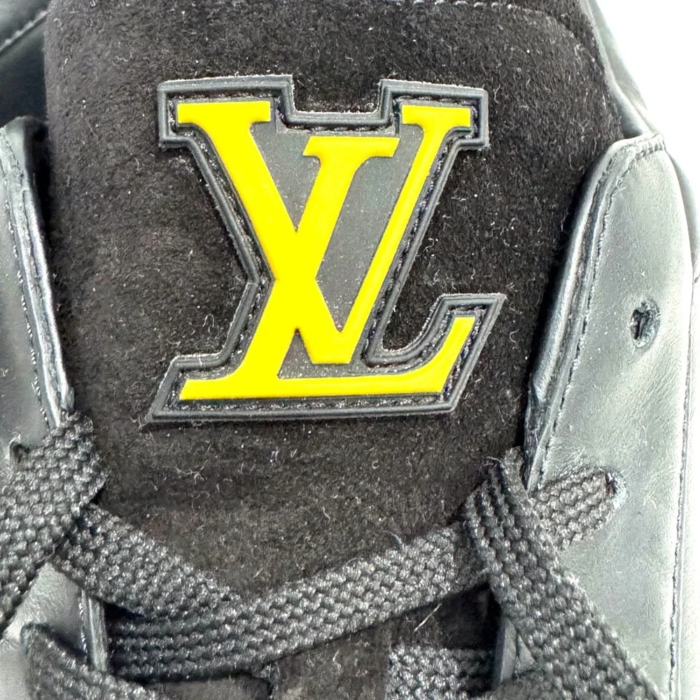LOUIS VUITTON Black Leather Luxembourg Samothrace Men's Sneakers 8UK 9US - Picture 9 of 17